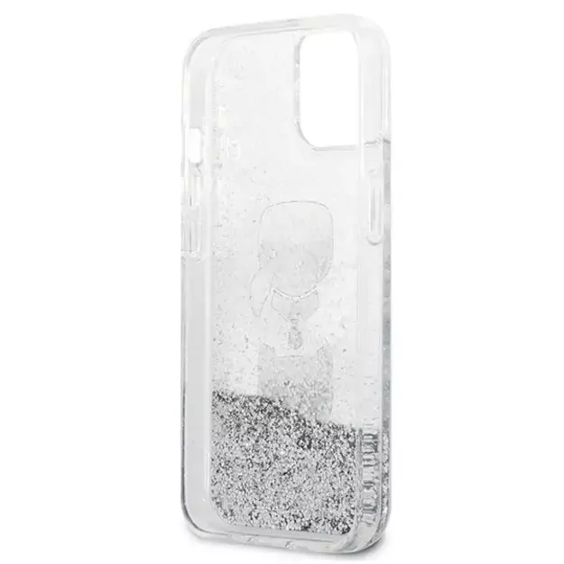 Karl Lagerfeld KLHCP13SKICGLS iPhone 13 mini 5,4  srebrny/silver hardcase Liquid Glitter Karl&Choupette Head 13