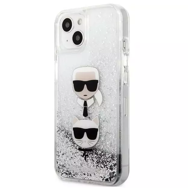 Karl Lagerfeld KLHCP13SKICGLS iPhone 13 mini 5,4  srebrny/silver hardcase Liquid Glitter Karl&Choupette Head 8