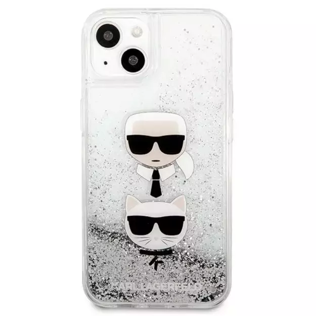 Karl Lagerfeld KLHCP13SKICGLS iPhone 13 mini 5,4  srebrny/silver hardcase Liquid Glitter Karl&Choupette Head 9