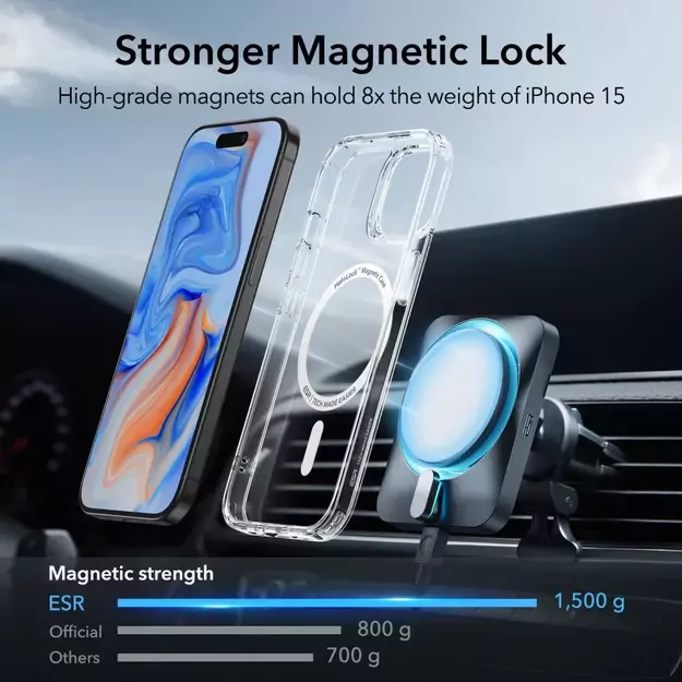 ESR Classic Hybrid Halolock Case with MagSafe for iPhone 15 - Clear 7