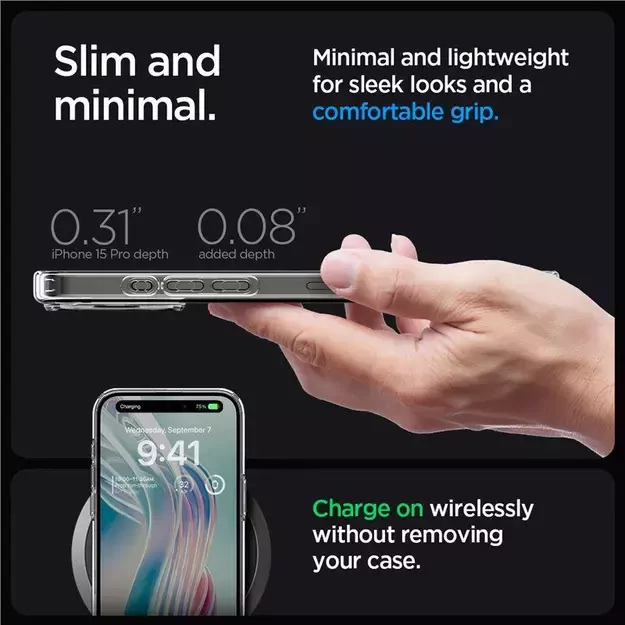 Spigen Crystal Hybrid iPhone 15 Pro Case - Clear 4