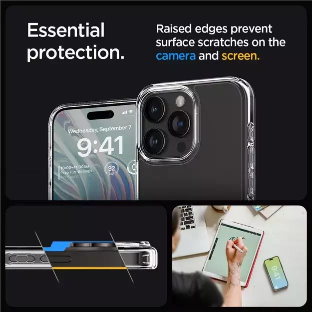 Spigen Crystal Hybrid iPhone 15 Pro Case - Clear 3