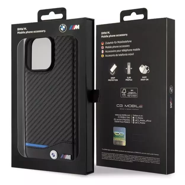 BMW Leather Carbon case for iPhone 15 Pro Max - black 7