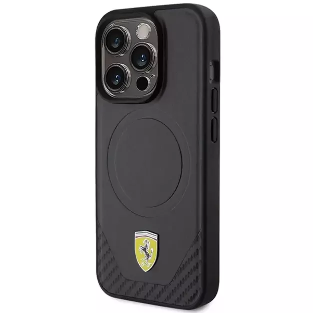 Ferrari Carbon Metal Logo MagSafe case for iPhone 15 Pro - black 1