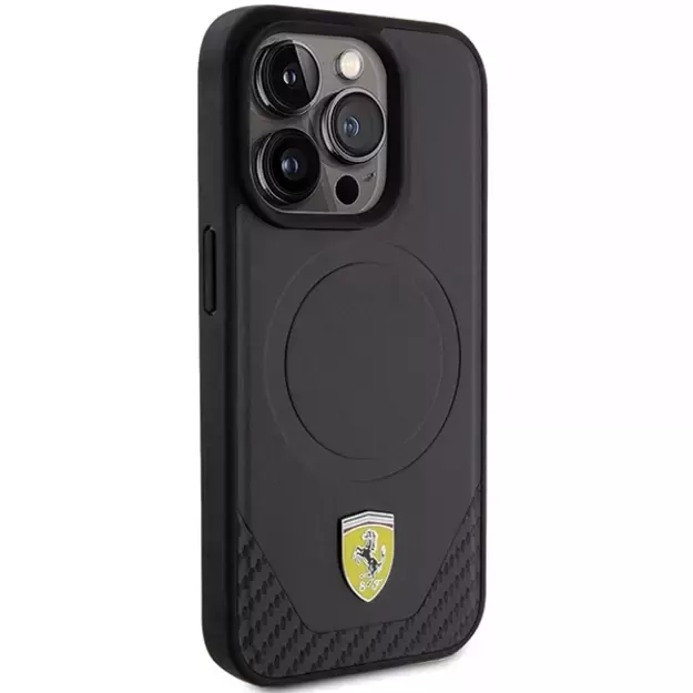 Ferrari Carbon Metal Logo MagSafe case for iPhone 15 Pro - black 3