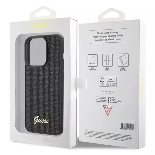 Guess Disco Metal Script case for iPhone 15 Pro - black 7