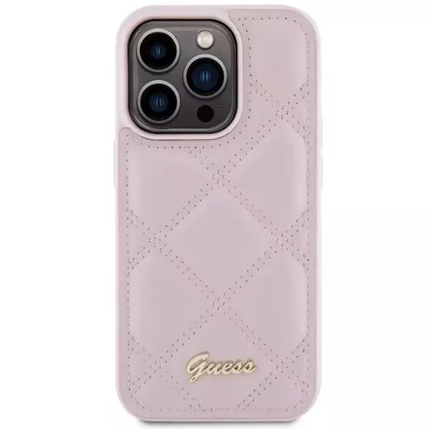 Guess Quilted Metal Logo case for iPhone 15 Pro Max - pink 2