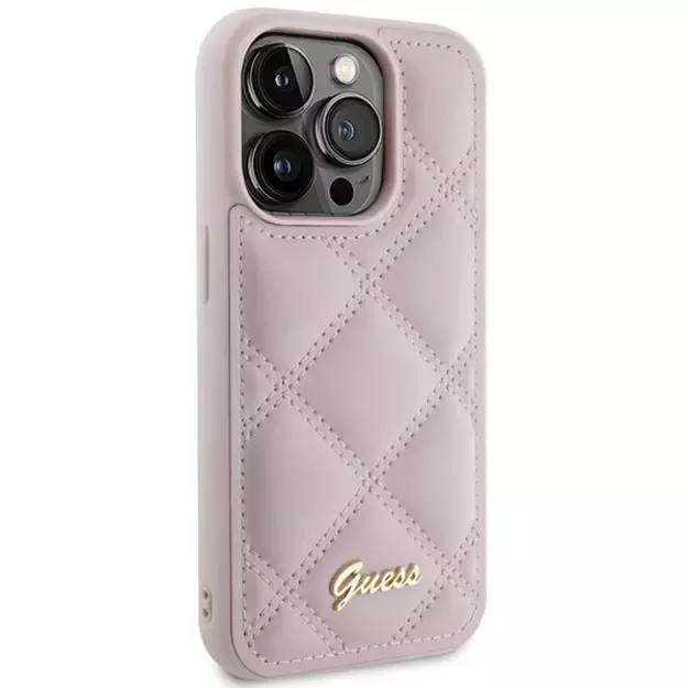 Guess Quilted Metal Logo case for iPhone 15 Pro Max - pink 3