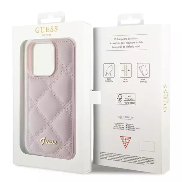 Guess Quilted Metal Logo case for iPhone 15 Pro Max - pink 7