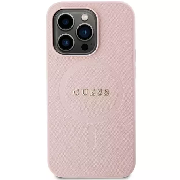 Guess GUHMP13LPSAHMCP case for iPhone 13 Pro / 13 - pink Saffiano MagSafe 2