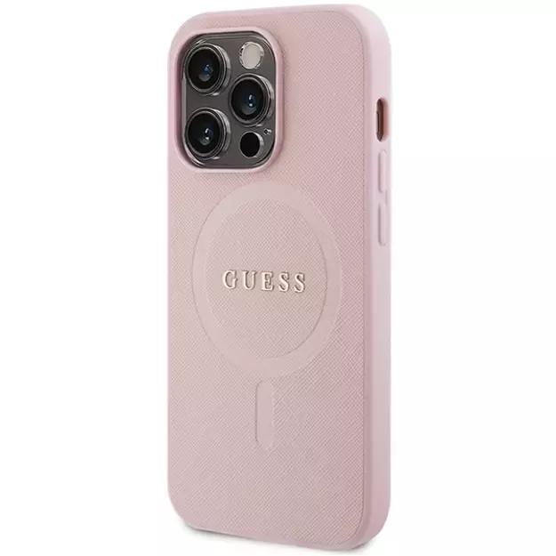 Guess GUHMP13LPSAHMCP case for iPhone 13 Pro / 13 - pink Saffiano MagSafe 1