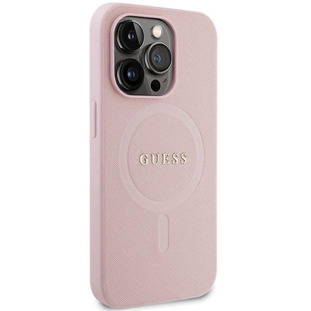 Guess GUHMP13LPSAHMCP case for iPhone 13 Pro / 13 - pink Saffiano MagSafe 14