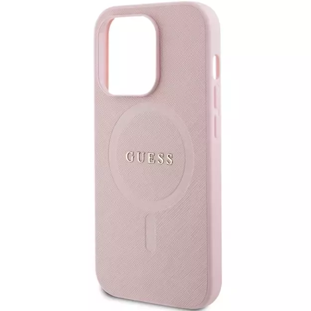 Guess GUHMP13LPSAHMCP case for iPhone 13 Pro / 13 - pink Saffiano MagSafe 5