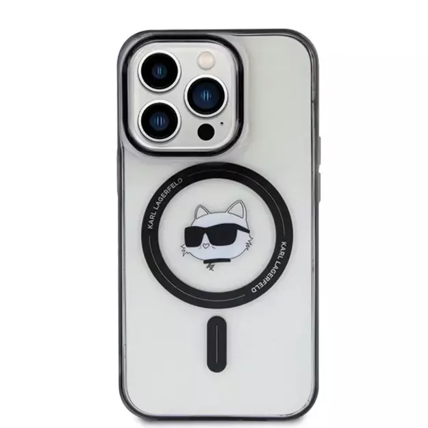 Karl Lagerfeld IML Choupette s Head MagSafe case for iPhone 15 Pro - transparent