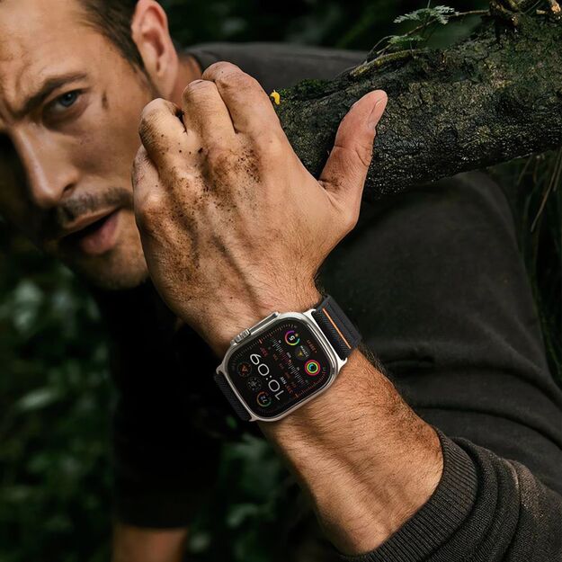 Tech-Protect Nylon Slip Strap for Apple Watch 44 / 45 / 46 / 49 mm - Black 4