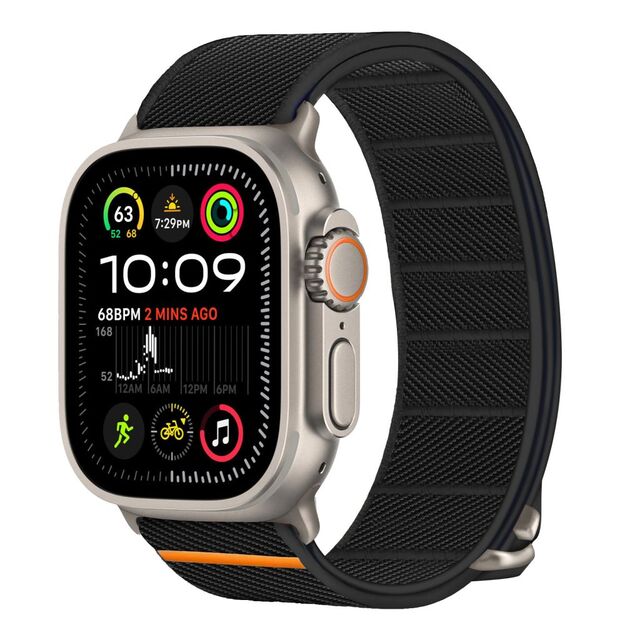 Tech-Protect Nylon Slip Strap for Apple Watch 44 / 45 / 46 / 49 mm - Black 2