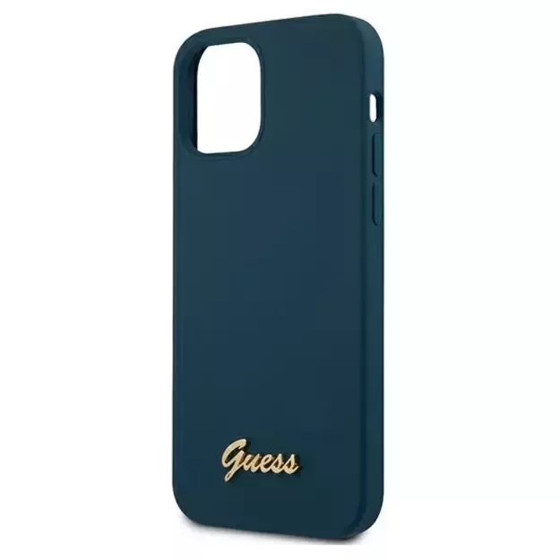 Guess GUHCP12LLSLMGBL iPhone 12 Pro Max 6.7&quot  blue/blue hardcase Metal Logo Script 12