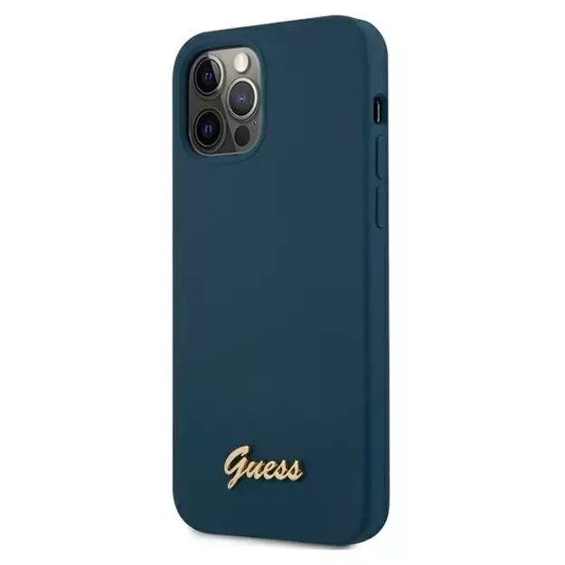 Guess GUHCP12LLSLMGBL iPhone 12 Pro Max 6.7&quot  blue/blue hardcase Metal Logo Script 8