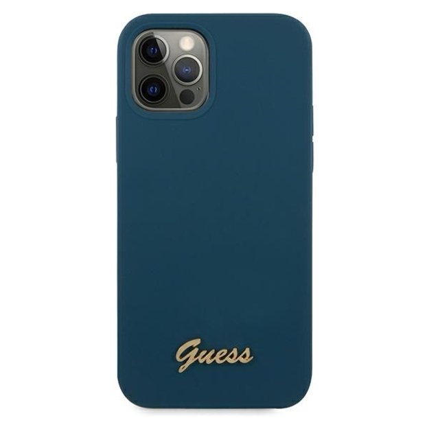 Guess GUHCP12LLSLMGBL iPhone 12 Pro Max 6.7&quot  blue/blue hardcase Metal Logo Script 2