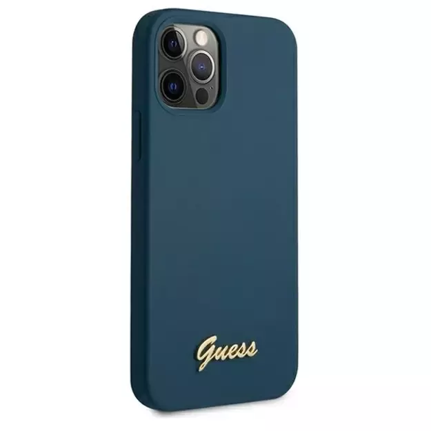 Guess GUHCP12LLSLMGBL iPhone 12 Pro Max 6.7&quot  blue/blue hardcase Metal Logo Script 10
