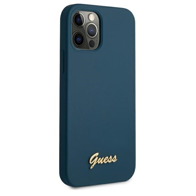 Guess GUHCP12LLSLMGBL iPhone 12 Pro Max 6.7&quot  blue/blue hardcase Metal Logo Script 3