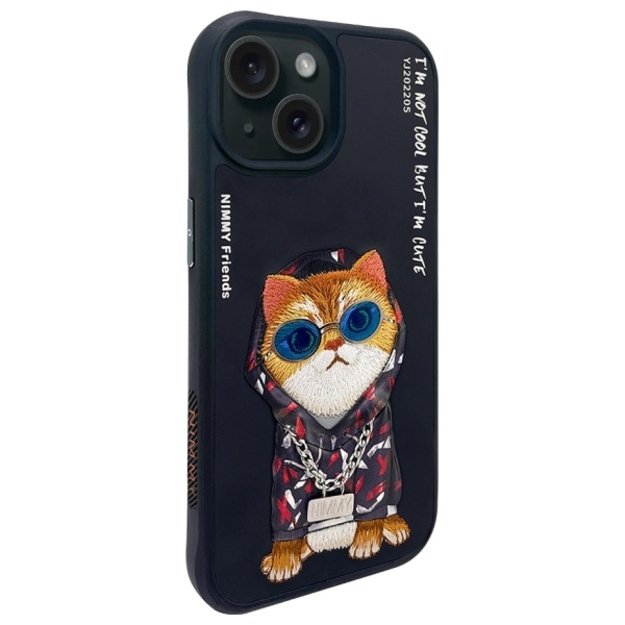 Nimmy Glasses Cool Cat case for iPhone 15 - black 1