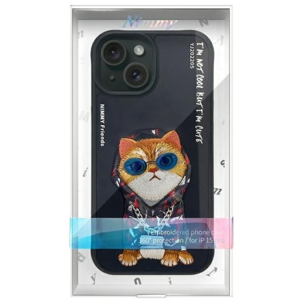 Nimmy Glasses Cool Cat case for iPhone 15 - black 11