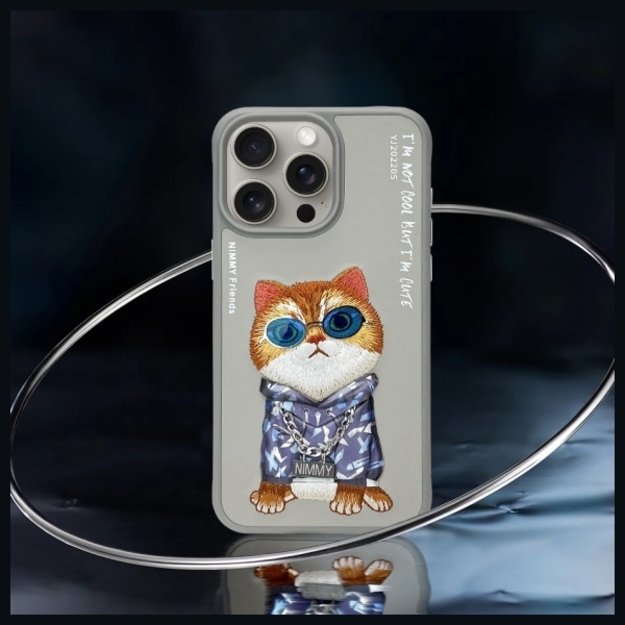 Nimmy Glasses Cool Cat Case for iPhone 15 Pro Max - Gray 7