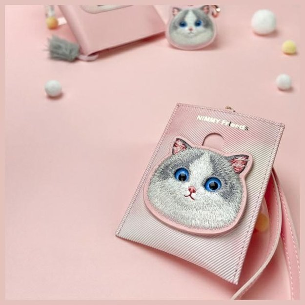 Nimmy Big Eyed Pet 2.0 Cat Wallet Card Holder - Pink 3