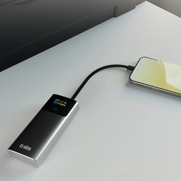 SBS 10000mAh PD 20W Powerbank with LCD Display and Built-in USB-C Cable - Gray 8