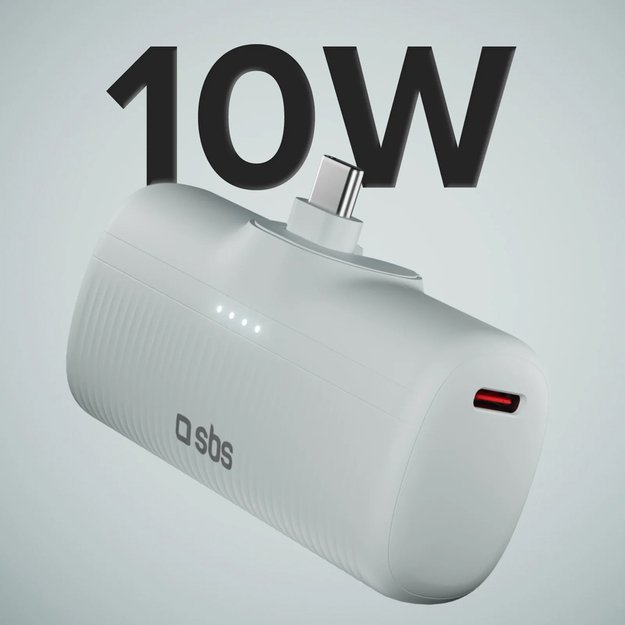 SBS EcoPower 5000 mAh 10W Powerbank with Built-in USB-C Port - Gray 1