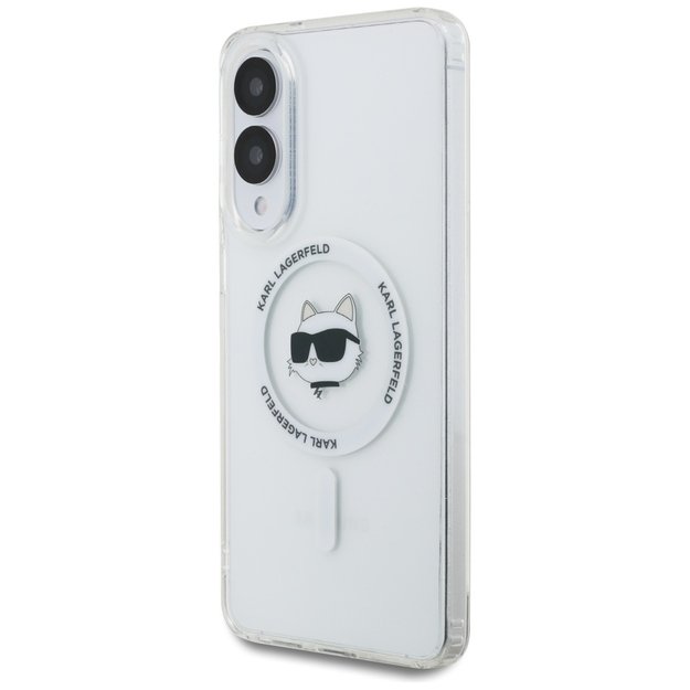 Karl Lagerfeld Button Choupette Head Printed Logo MagSafe Case for Samsung Galaxy S25 Edge - White 1