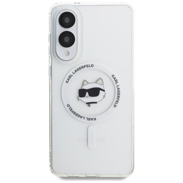 Karl Lagerfeld Button Choupette Head Printed Logo MagSafe Case for Samsung Galaxy S25 Edge - White 2