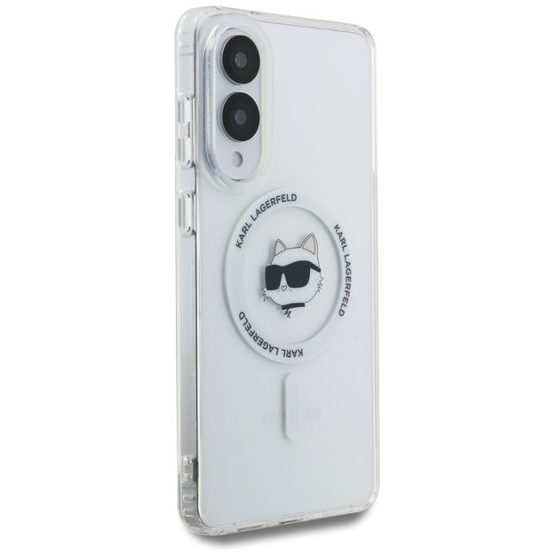 Karl Lagerfeld Button Choupette Head Printed Logo MagSafe Case for Samsung Galaxy S25 Edge - White 3