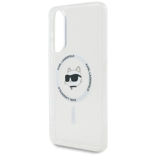 Karl Lagerfeld Button Choupette Head Printed Logo MagSafe Case for Samsung Galaxy S25 Edge - White 5