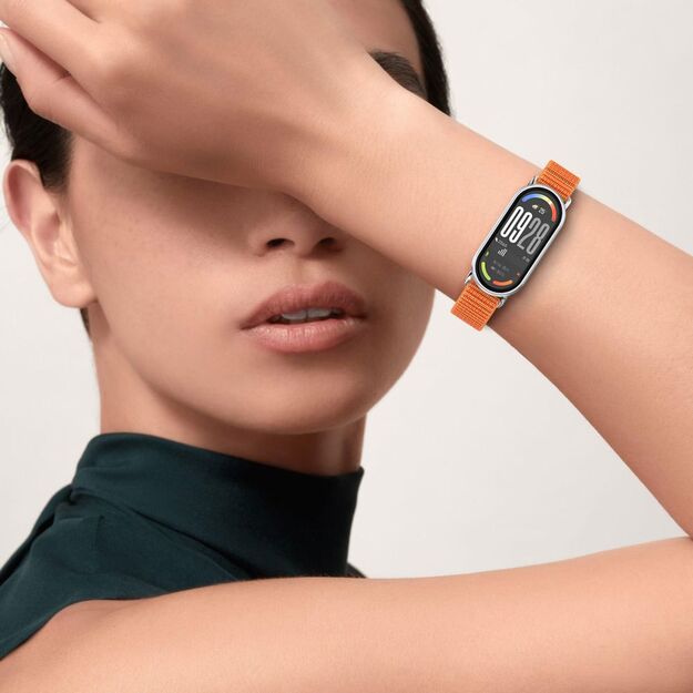 Tech-Protect Nylon Pro Strap for Xiaomi Smart Band 8/9/10/NFC - Black and Orange 3