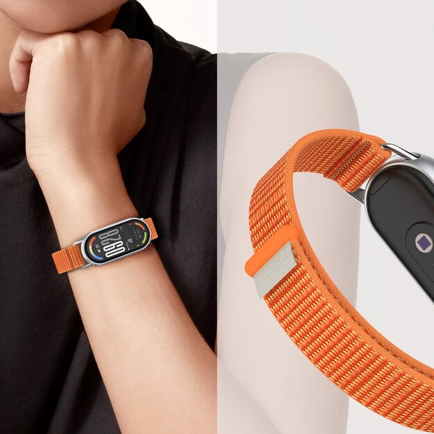 Tech-Protect Nylon Pro Strap for Xiaomi Smart Band 8/9/10/NFC - Black and Orange 2