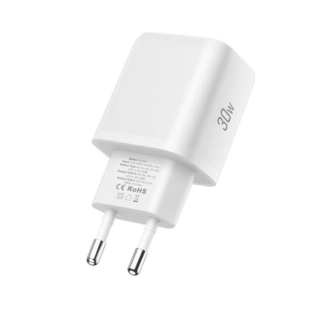 Tech-Protect NCA30 PD 30W QC3.0 USB-A / USB-C Wall Charger + USB-C / Lightning Cable 100cm - White 4