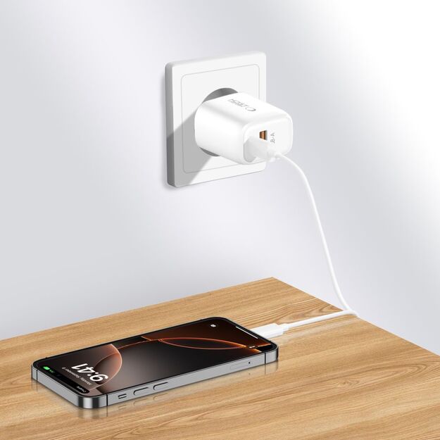 Tech-Protect NCA30 PD 30W QC3.0 USB-A / USB-C Wall Charger + USB-C / Lightning Cable 100cm - White 9