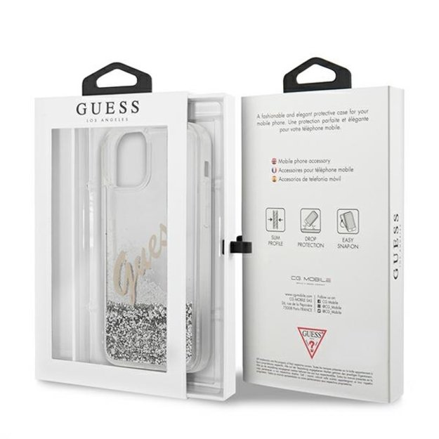Guess GUHCP12LGLVSSI iPhone 12 Pro Max 6.7&quot  silver/silver hardcase Glitter Vintage Script 8