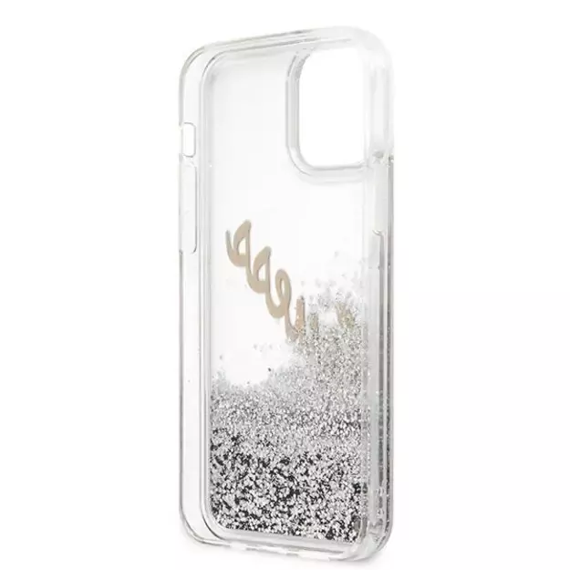Guess GUHCP12LGLVSSI iPhone 12 Pro Max 6.7&quot  silver/silver hardcase Glitter Vintage Script 15