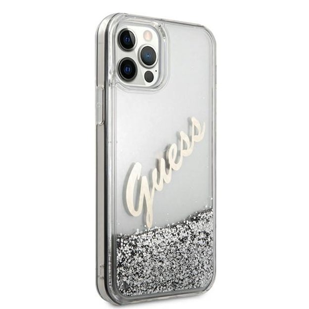 Guess GUHCP12LGLVSSI iPhone 12 Pro Max 6.7&quot  silver/silver hardcase Glitter Vintage Script 3