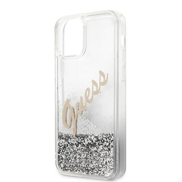 Guess GUHCP12LGLVSSI iPhone 12 Pro Max 6.7&quot  silver/silver hardcase Glitter Vintage Script 6