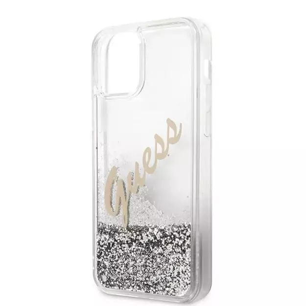 Guess GUHCP12LGLVSSI iPhone 12 Pro Max 6.7&quot  silver/silver hardcase Glitter Vintage Script 14