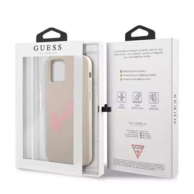 Guess GUHCP12MLSVSGP iPhone 12/12 Pro 6.1&quot  gray pink/grey pink hardcase Silicone Vintage 7