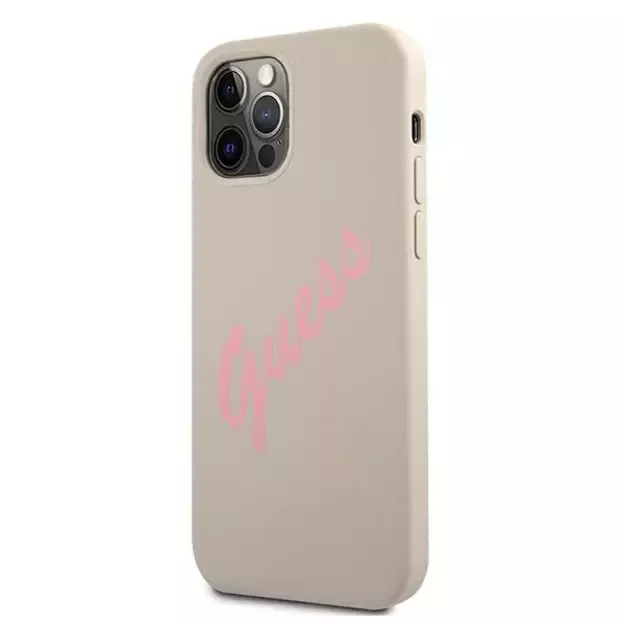 Guess GUHCP12MLSVSGP iPhone 12/12 Pro 6.1&quot  gray pink/grey pink hardcase Silicone Vintage 1
