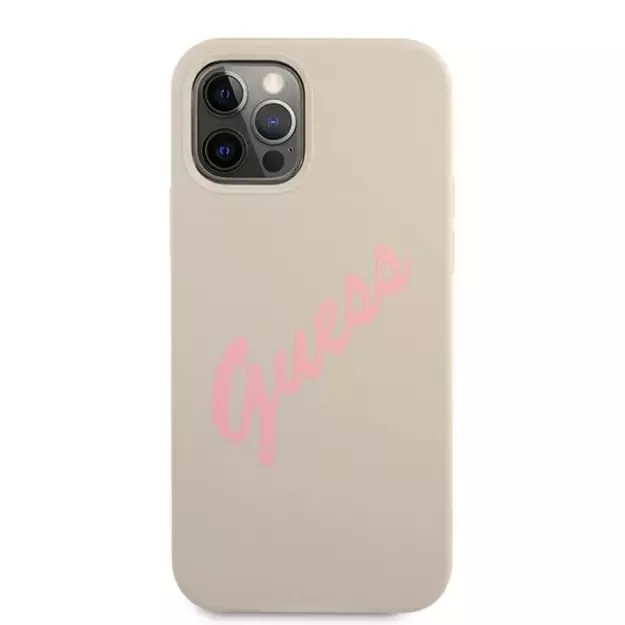 Guess GUHCP12MLSVSGP iPhone 12/12 Pro 6.1&quot  gray pink/grey pink hardcase Silicone Vintage 2