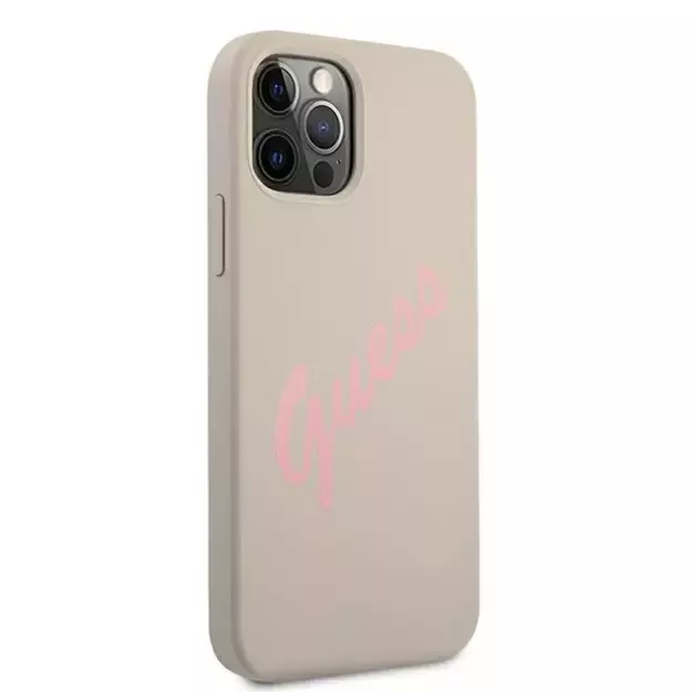 Guess GUHCP12MLSVSGP iPhone 12/12 Pro 6.1&quot  gray pink/grey pink hardcase Silicone Vintage 3