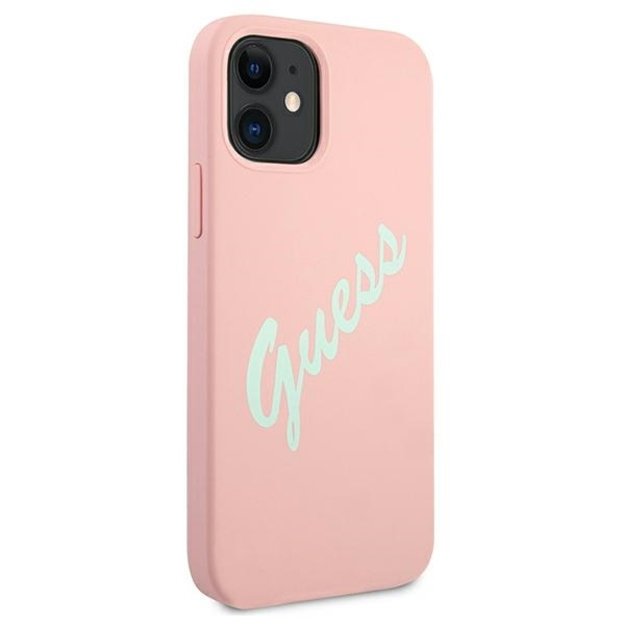 Guess GUHCP12SLSVSPG iPhone 12 mini 5.4&quot  rose green/green pink hardcase Silicone Vintage 3