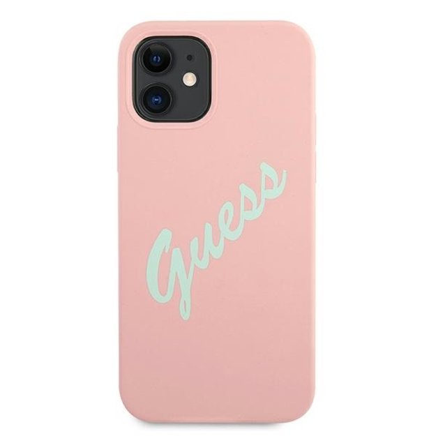 Guess GUHCP12SLSVSPG iPhone 12 mini 5.4&quot  rose green/green pink hardcase Silicone Vintage 2